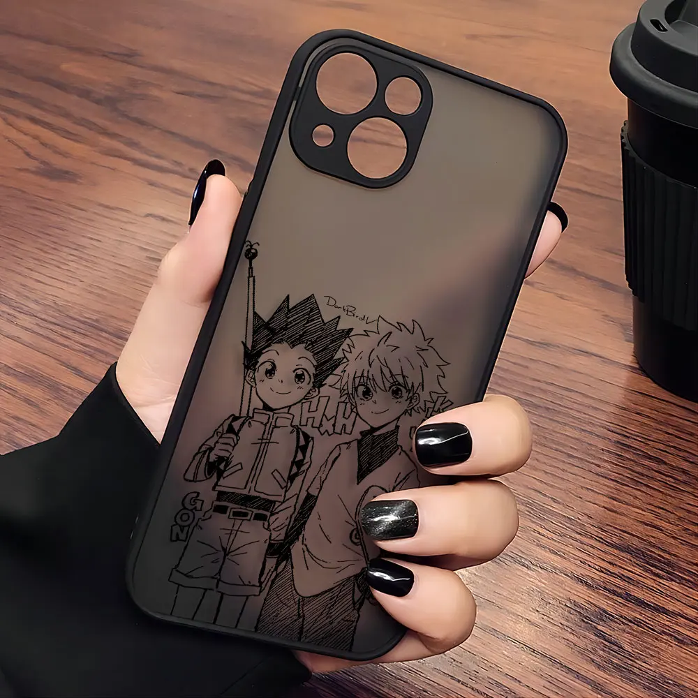 Custodia per telefono Anime Hot hunterscine hunter nera per iPhone 15 14 13 12 11 Mini Pro Max X XR XSMax 7 8 Plus Cover posteriore trasparente opaca