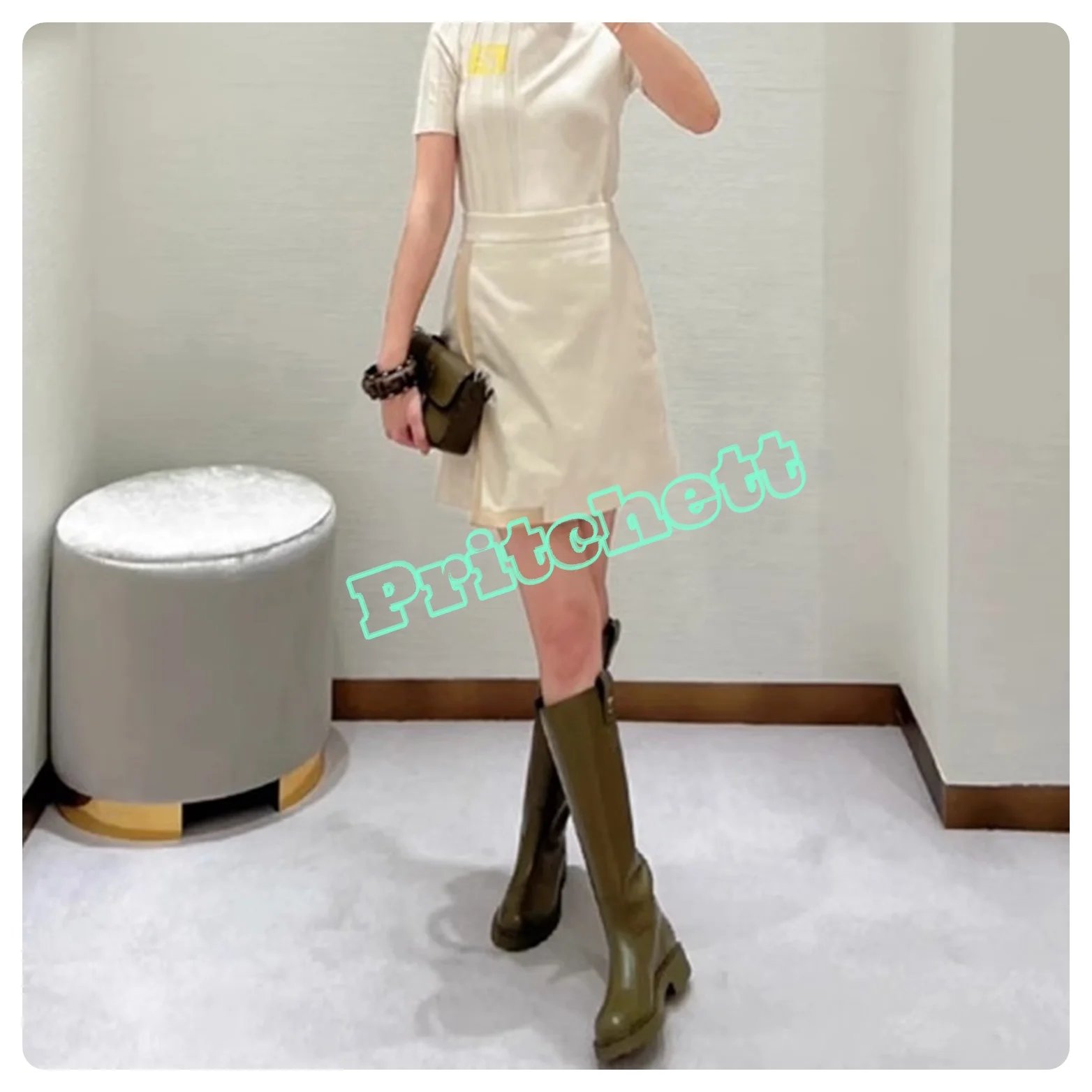 Round Toe Solid Leather Knee High Boots Flats Height Increasing Platform Shoes Pull on Women Luxury Boots 2024 New Arrivals