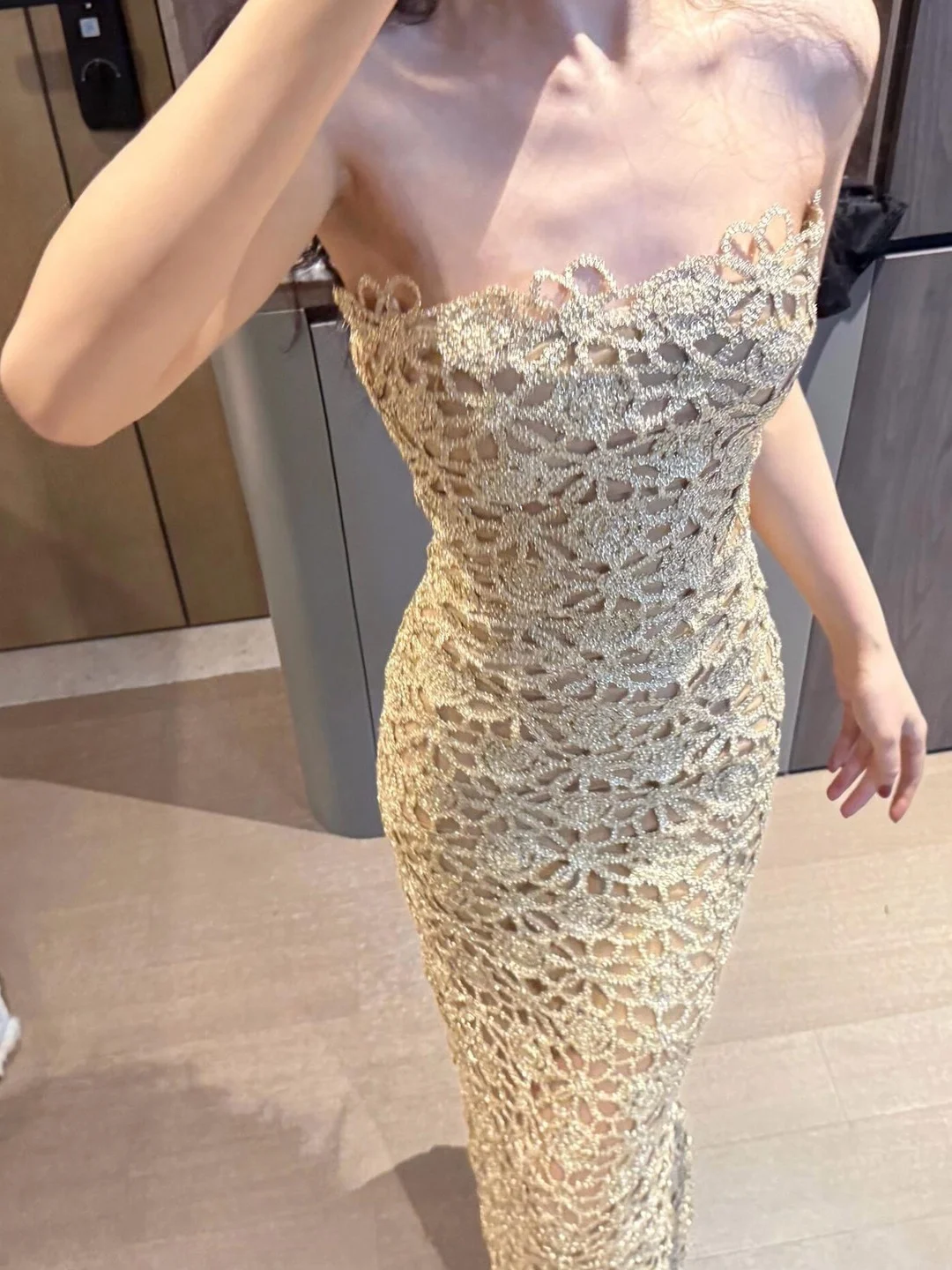 

Ele Lace Bustier Dr Slimming High Waist A-Line Skirt for Engagement Birthday Par Korean Sle Zipper Bal Mid-Le...