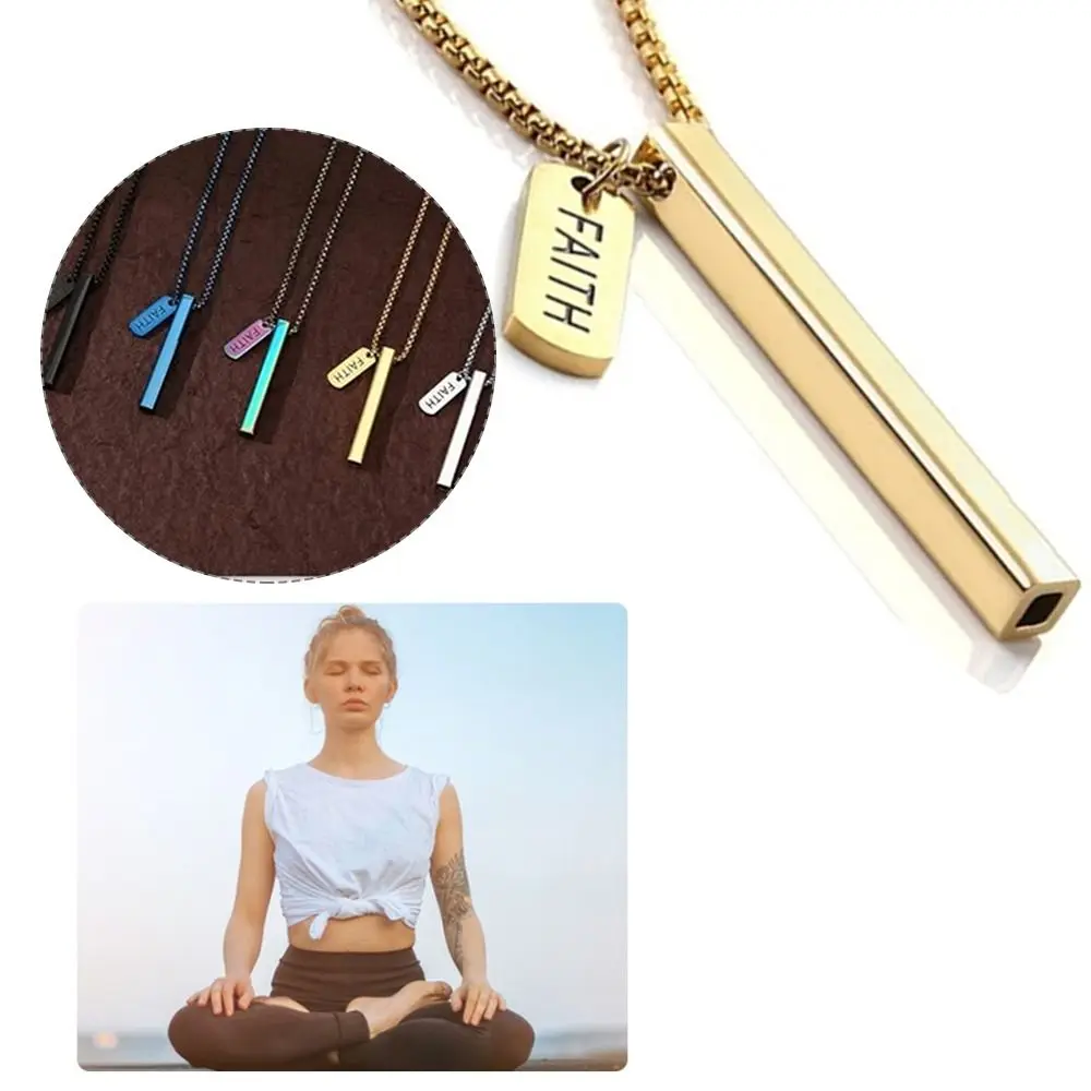 Stainless Steel Mindful Breathing Necklace for Breathing Exercises Stress Relief Mindful Anapana Breathing Necklace