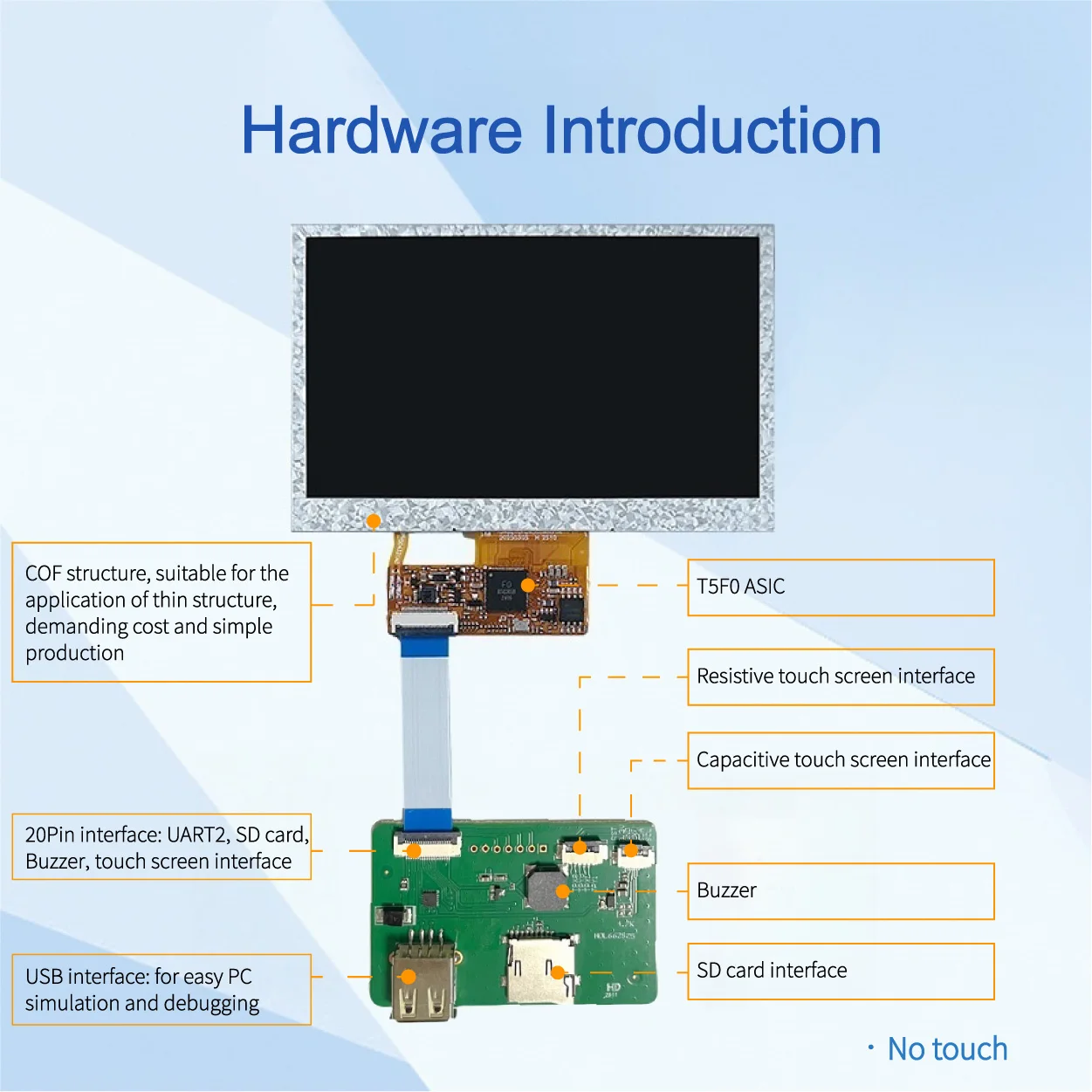 DWIN Layar Panel Struktur COF 4.3 Inci 480*272 Biaya Rendah Antarmuka UART TV-TN Modul LCD TFT DMG48270F043_05WN