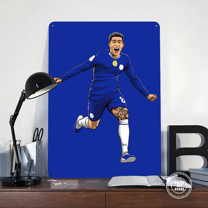 Enzo Fernandez Personalized 3D Textured Metal Poster Wall Art Tinplate Sign for Interior Decoration Living Room Accessories Home