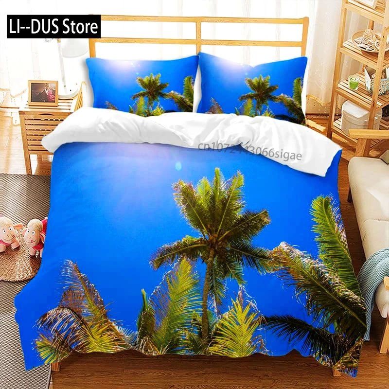 

Sunset Palm Trees Duvet Cover Set 3Pcs Bedding Sets Quilt Cover With 2 Pillow Shams, Full Queen King Size For Women Girl Teens