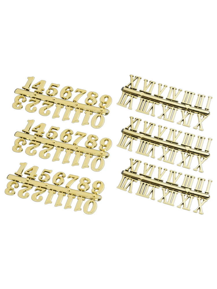 6 Pieces Clock Numerals Kit for Quartz Clock For Repair Including Arabic and Roman Numbers for Custom Clock Projects
