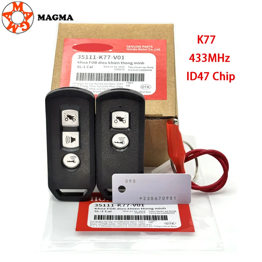 MAGMA الأصلي K77 433MHz 47 رقاقة مفتاح التحكم عن بعد لهوندا دراجة نارية سكوتر K77 ADV SH 150 فورزا 300 PCX150 مع حزمة #2
