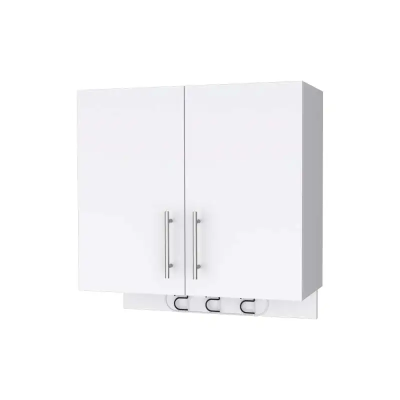 

Carmelita 2-Door 2-Shelf Wall Storage Cabinet with Hangers White