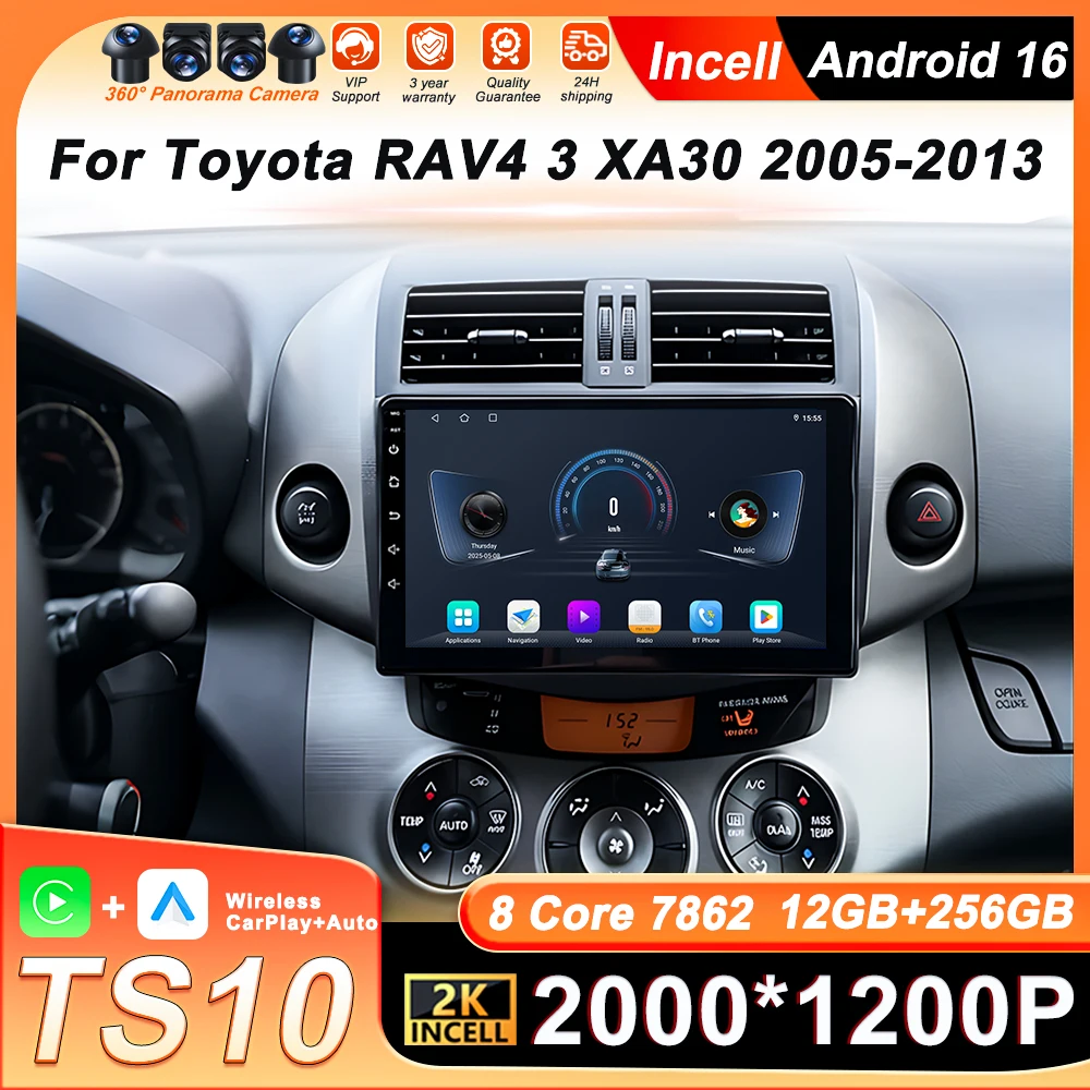 

2 Din Android 16 Car Radio Multimedia Player For Toyota RAV4 RAV 4 2005 -2012 2013 Touch Screen Auto Carplay GPS Navigation DSP