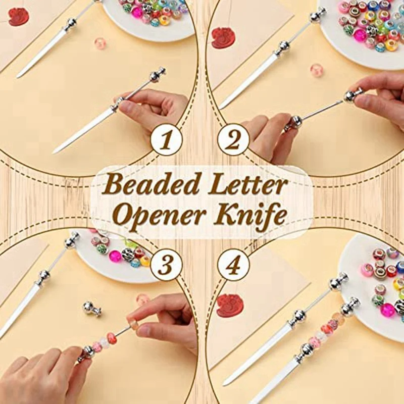 12 Pieces Letter Opener Metal Letter Opener Envelope Opener Knife Beadable Letter Opener( Not Included Beads)