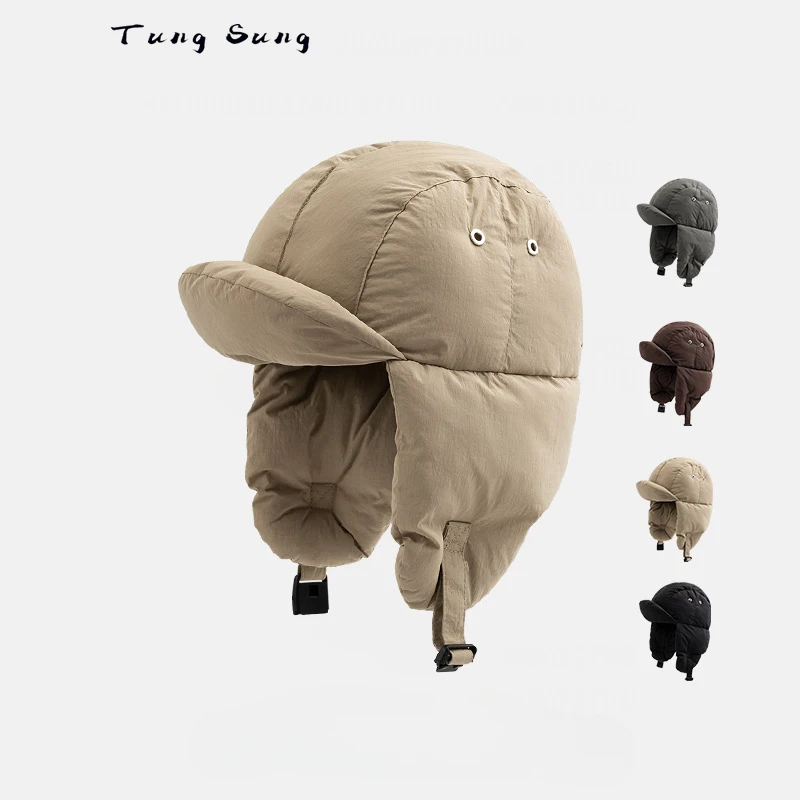 Tung Sung Down Bomber Hat Winter Filling Light Warm Ear Protection Flying Hat for Men and Women