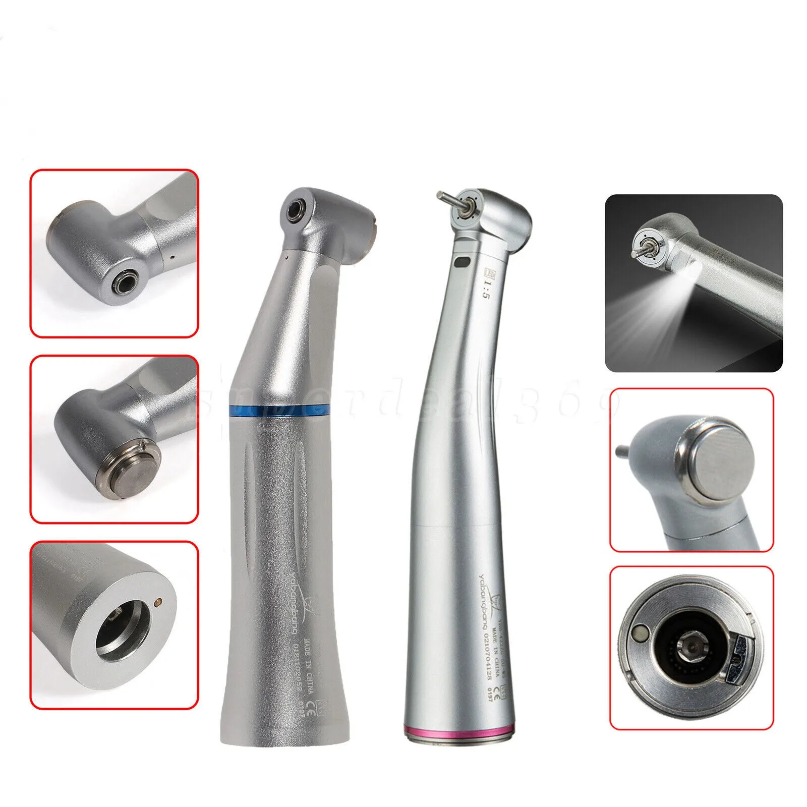 

Dental 1:5 LED Fiber Optic Contra Angle Increasing Handpiece /1:1 No-LED Internal Water Spray Handpiece Fit NSK