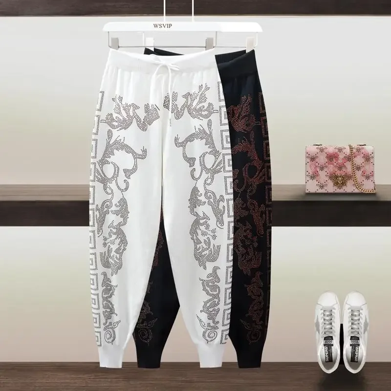 

2021 New Women's Nine-point Pants Hot Drill Stretch Line Loose Casual Harem Sweatpants Street Style Harem Pants Hot Pants