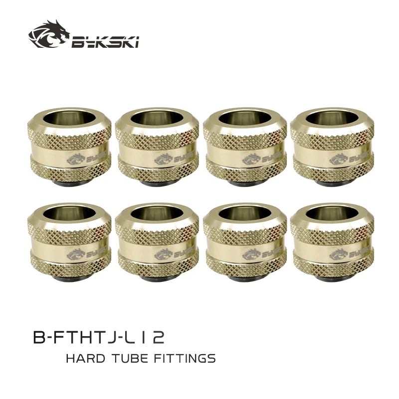 

Bykski 4/6/8pcs Gold,White,Black,OD16MM 14MM 12MM, Hard Pipe Fittings, PETG Tube Hand Compression, Adapter G1/4" B-FTHTJ-L14