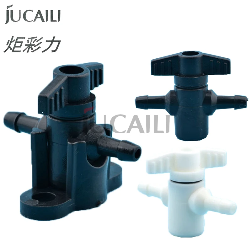 JCL 25pcs 2 Way Ink Valve for Flora Xuli Roland Aifa Solvent UV Printer Ink Tube Switch CISS System Manual Valve with Base