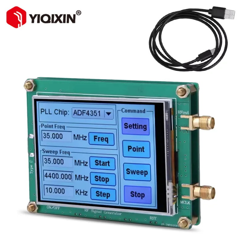 

RF Signal Generator Full RF Sweep Frequency PC Control With Data Cable ADF4350 ADF4351 Full Touch Screen RF Signal Source Module
