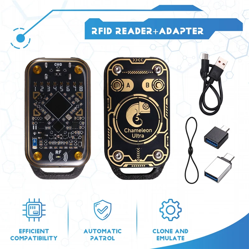ABSQ-Chameleon Ultra RFID قارئ الشرائح الذكية محاكي البطاقة الذكية 125Khz 13.56Mhz ID IC بطاقة فك NFC الناسخ