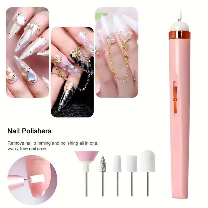 Perceuse électrique 15 en 1 pour vernis à ongles, machine avec lumière, portable, mini manucure électrique, stylo d'art, outils pour dissolvant de gel