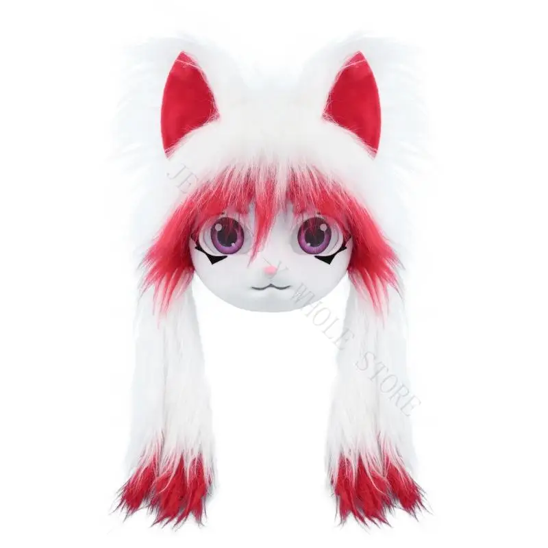 R7UF Plush Furry Hood With Cats Ears Perfect For Costume Parties And Event