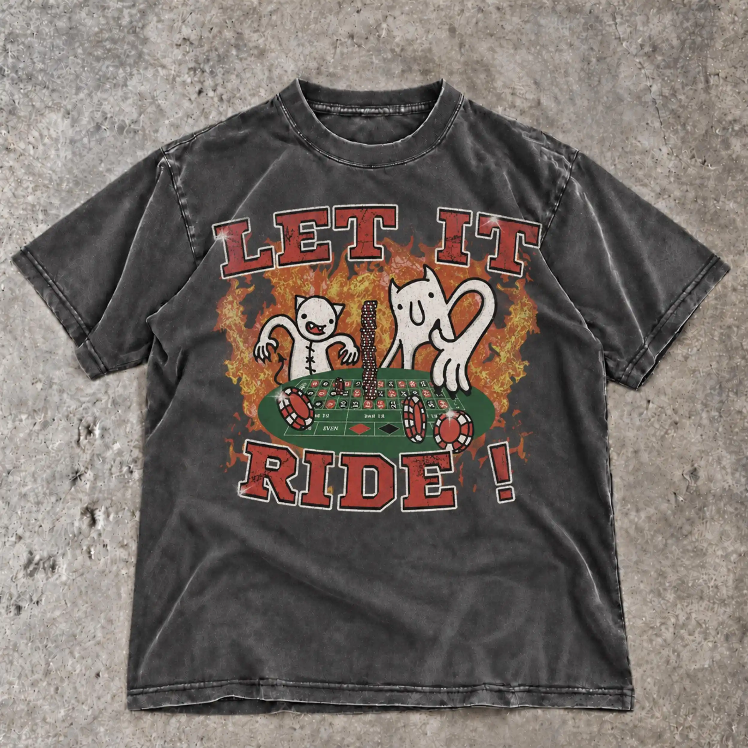 Let It Ride Casino Shirt, Roulette Gambling T-Shirt, Funny Lucky Bet Tee, Vintage Washed Hoodie Sweatshirt, Vegas Night Gift