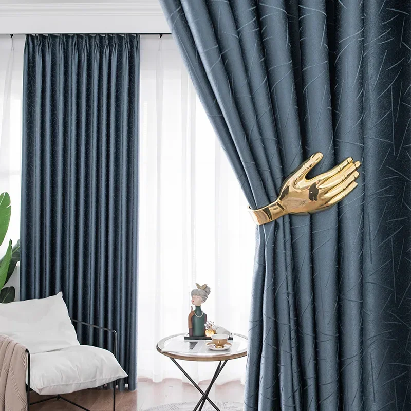 Curtains for Living Dining Room Bedroom Nordic Luxury Simple Thickened High Shading Diamond Strip Gloss Cotton Custom Shading