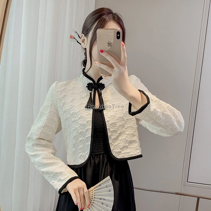 2024 elegant lady versatile qipao cardigan chinese exquisite jacquard tang suit top autumn new literature art temperament coat