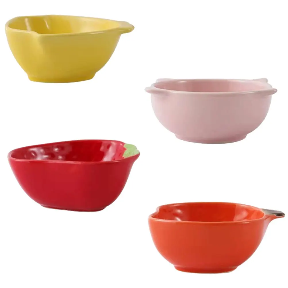 

4 шт., мультяшная керамическая маленькая посуда, милые миски для приправ соевого соуса для закусок, десертная сервировочная тарелка для кухни