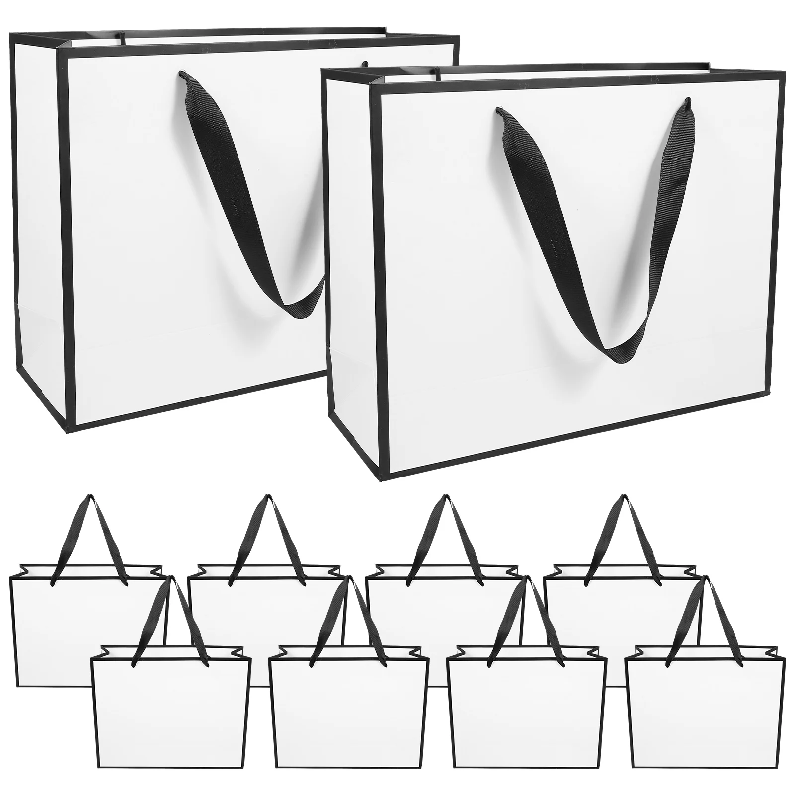 

10 Pcs White Card Paper Bags Gift Packing Candy Cookies Chocolates Xmas Party Birthday Bridal Showers Handheld Tote