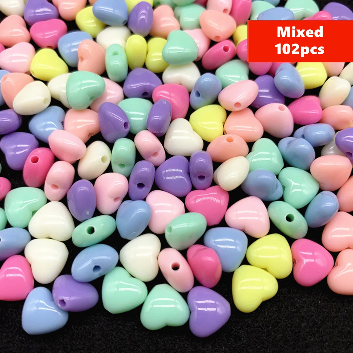 12mm 102pcs Spring And Summer Color Matching Heart-Shaped Beads Loose Spacer Acrylic Beads For DIY Making