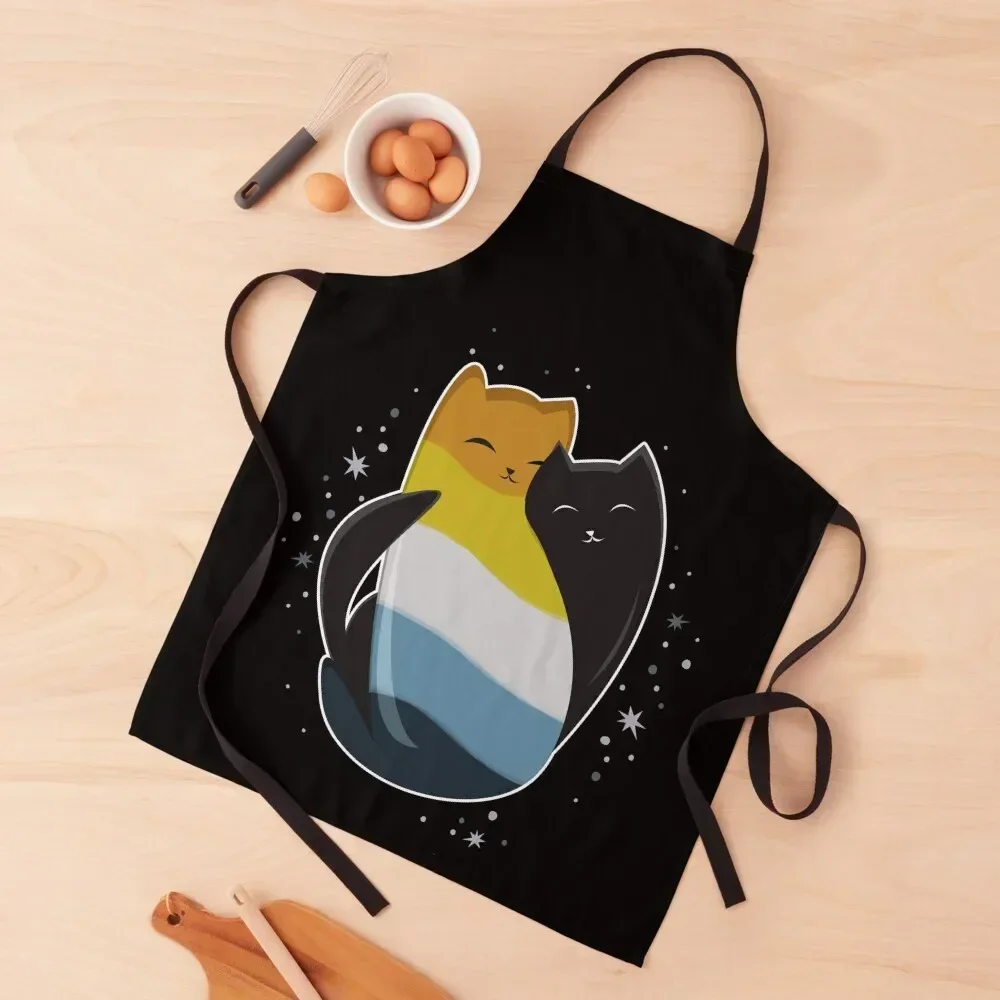 

Aroace Cat LGBT Asexual Aromantic Pride Flag Apron kitchen jacket woman For Man Haircut Chef Accessory Home Cleaning Apron