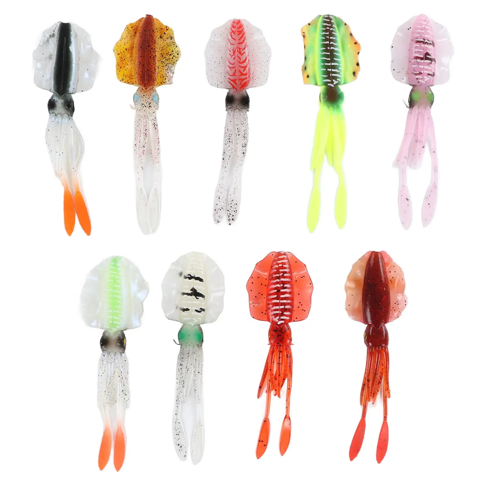 

9Pcs Luminous Soft Fishing Baits Set with PVC Lures for offshore Sea Fishing 15cm - Fishhook Tools