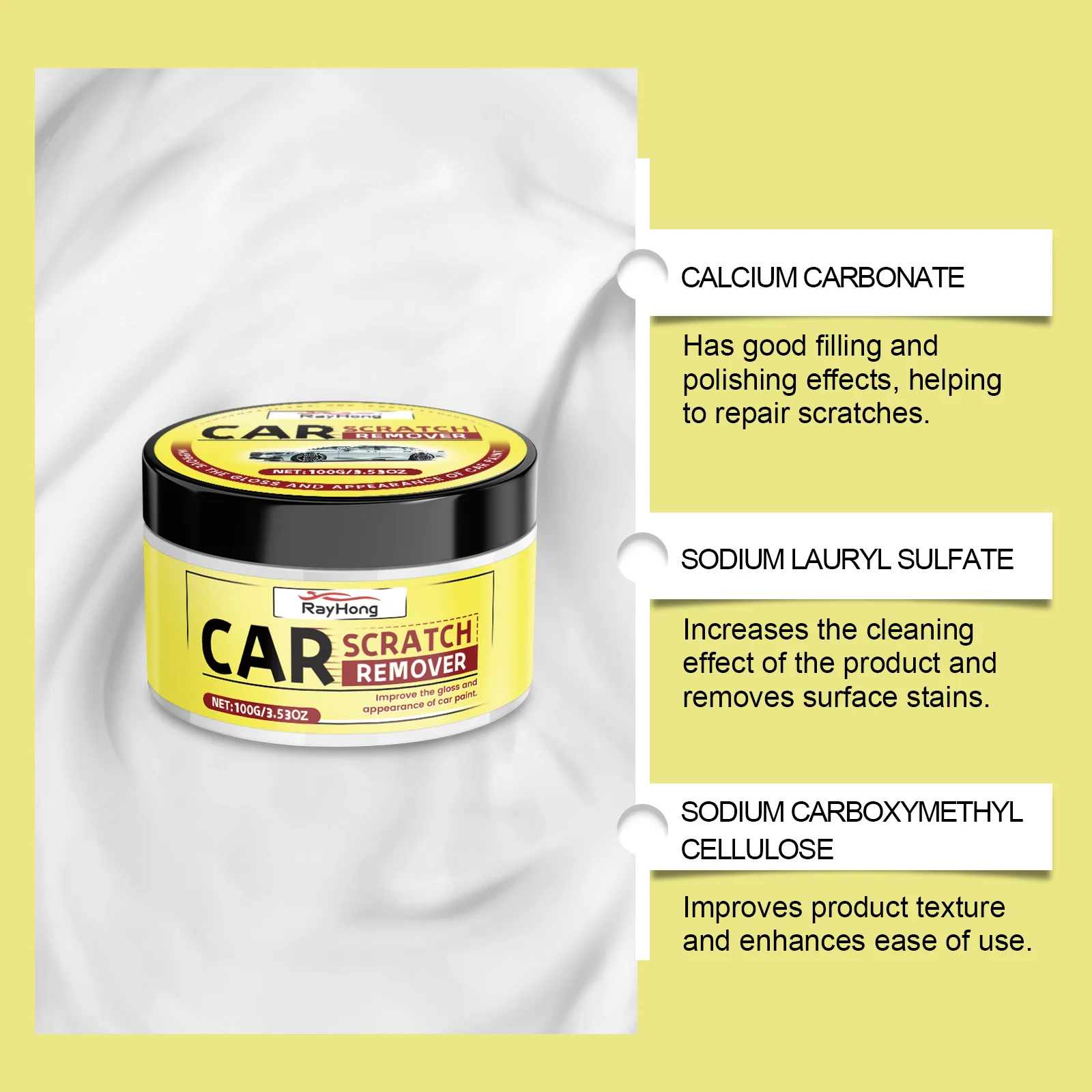 شمع إصلاح خدش السيارة مع طلاء إسفنجي، رعاية إصلاح، شمع مجاني، أدوات تنظيف الأوساخ، تلميع بالتفصيل، يدوم طويلاً  #4