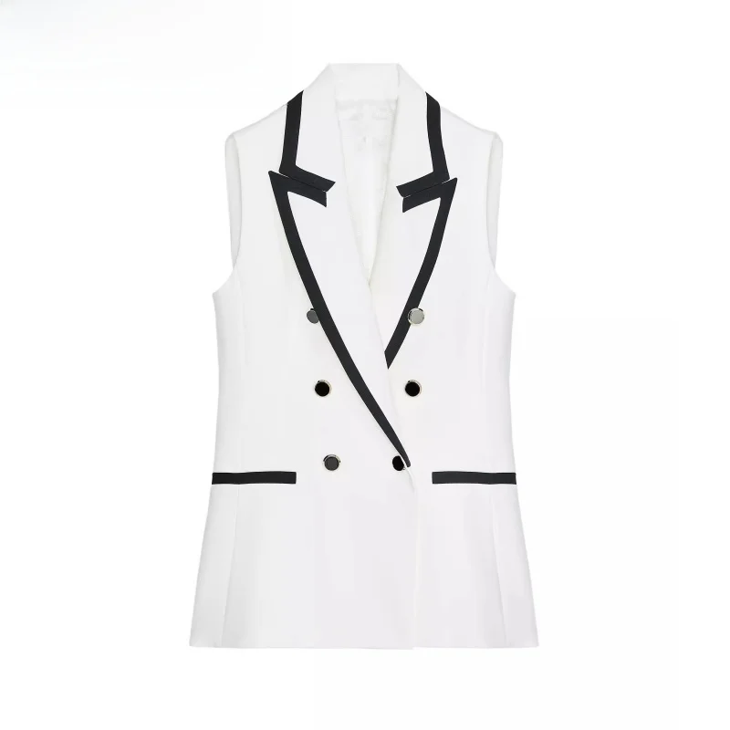 

New Summer Women's Color Blo Collar Svel Vest Tank Top with Lace orts Set Formal Commute Sle Double Button Closure