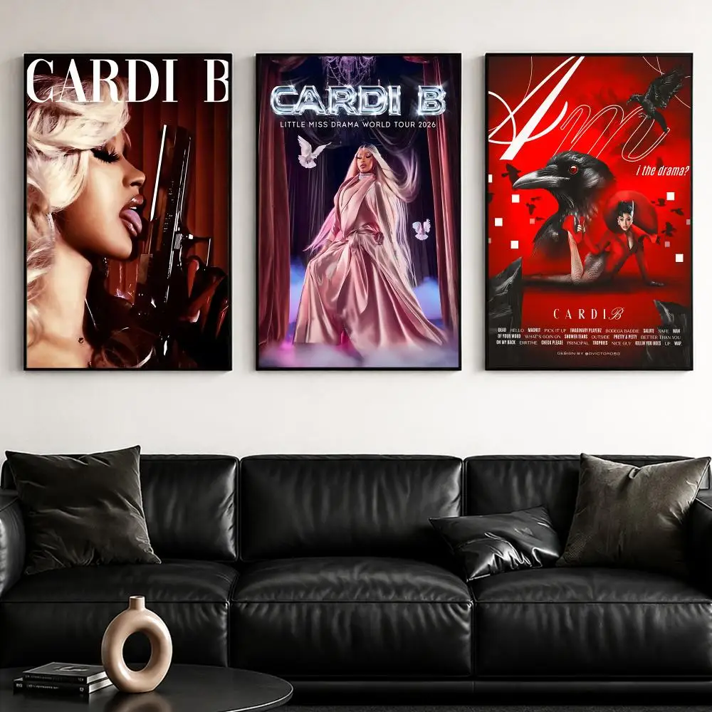 C-Cardi B Rapper Album Painting Calligraphy Canvas Poster Hallway Bedroom Living Room Home Bar Decoration Interior Wall