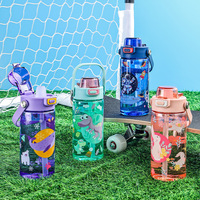 600ML Kids Water Bottle Leakproof Water Bottle Students Sports Water Cup with Straw for Outdoor Travel Kid Drinking Bottle