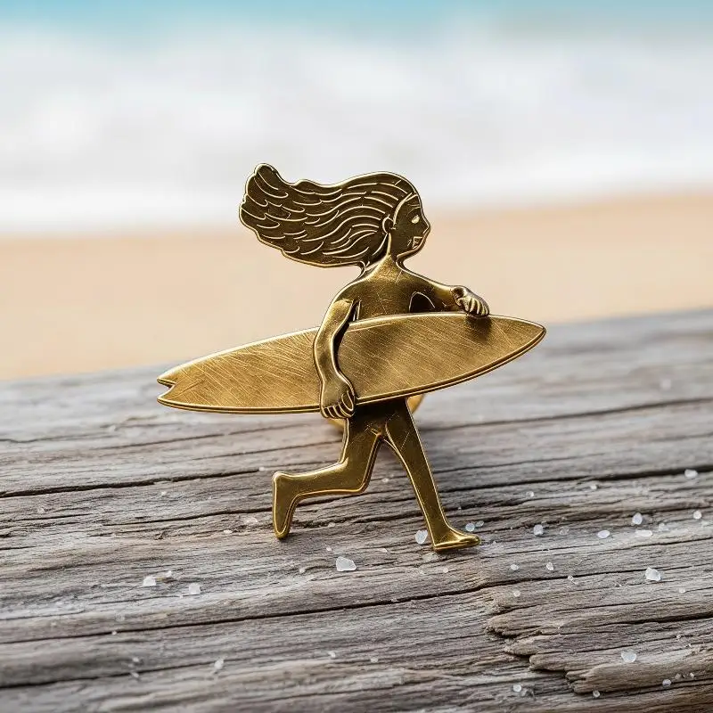 Summer Beach Surf Girl Brooch Fashion Personality Enamel Pins For Vacation Girl Women Backpack Hat Lapel Pin Jewelry Decoration