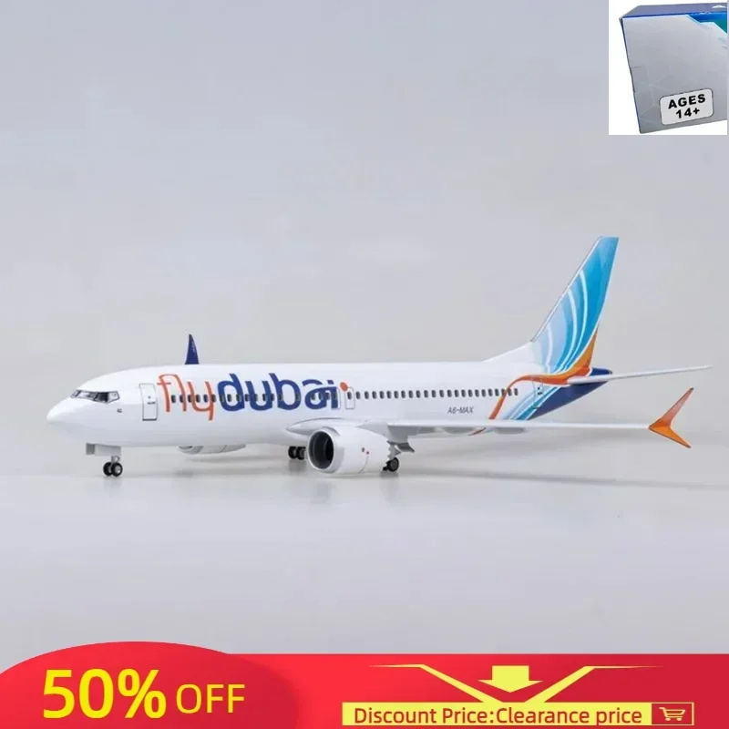 

Airplane 737MAX B737 MAX Aircraft 1/85 Scale 47CM Fly Dubai Airline W Light and Wheel Diecast Resin Plane Model Toy Collection