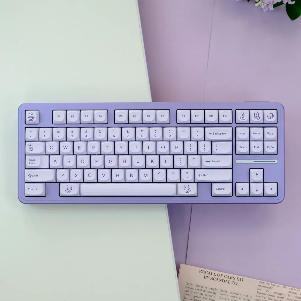 Purple Cherry PBT 120 Key Custom Keyboard Lavender Key Cap Set Is Suitable for Mechanical Keyboards Such As 66/68/86/96/98/104