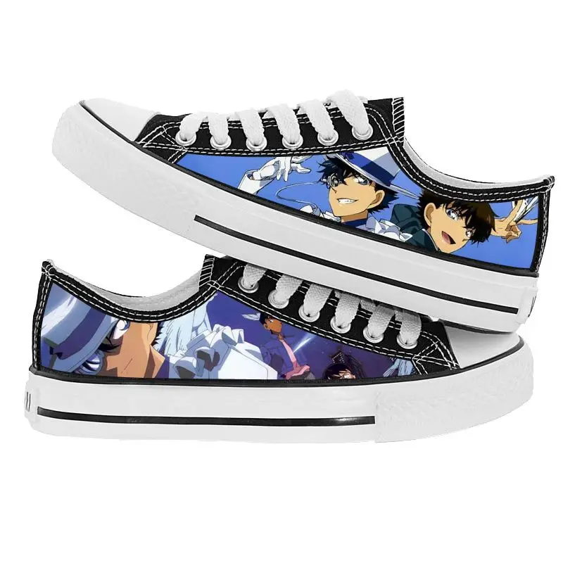 New Conan Edogawa Rachel Moore Kaitou Kid Cartoon Graffiti Low-top Canvas Shoes Personalized Creative Anime Movie Print Sneakers