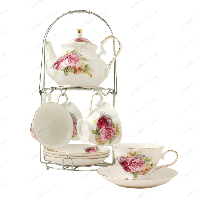 

Европейский набор чашек и блюдец для послеобеденного чая. Бытовой керамический кофейный сервиз. 9-головочный набор британских черных чашек для чая.