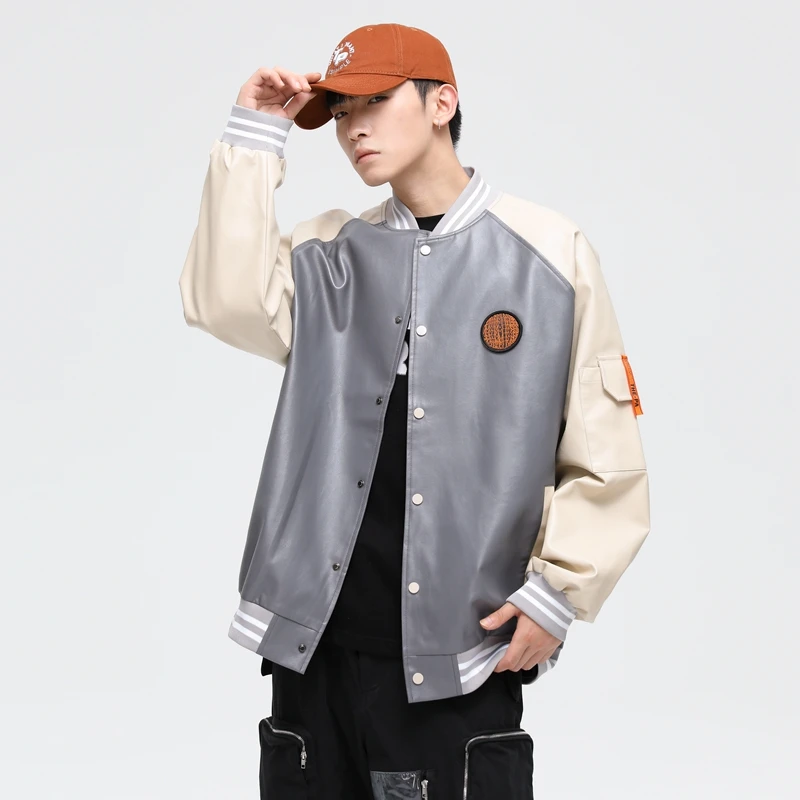 

Youth Fashion Leather Jacket for Teen Boys 2025 New British Retro Style Stand Collar Biker Jacket Trendy Casual Cool Jacket