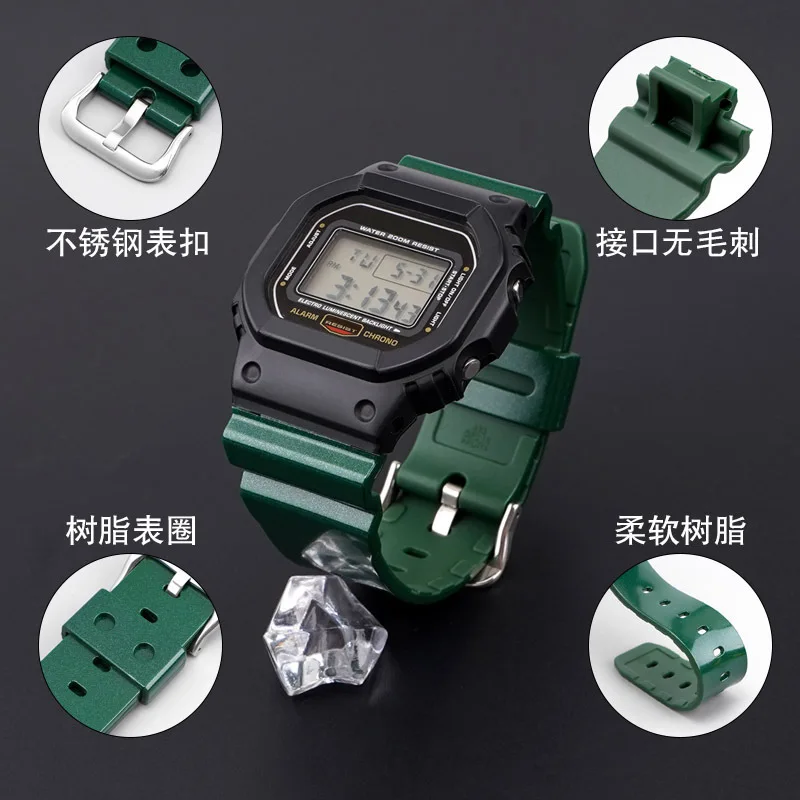 Parelmoer Olie Riem Voor Casio GA2100 DW5600 DW6900 Serie Wrist Band GLS-5600 GLX-5600 GW-B5600 Hars Waterdicht Band 16Mm