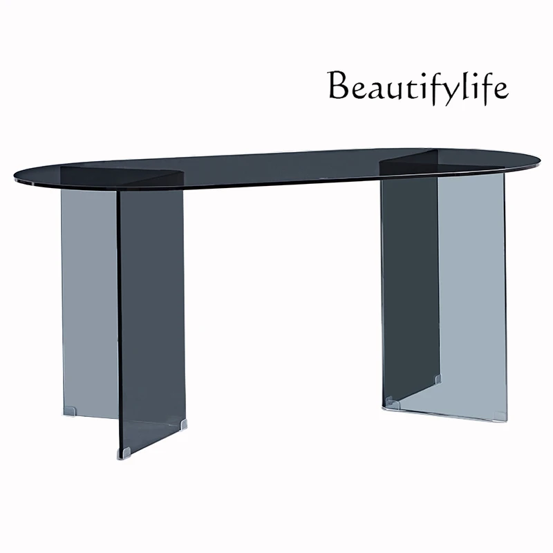 

Nordic oval tempered glass dining table small apartment table dining table modern simple