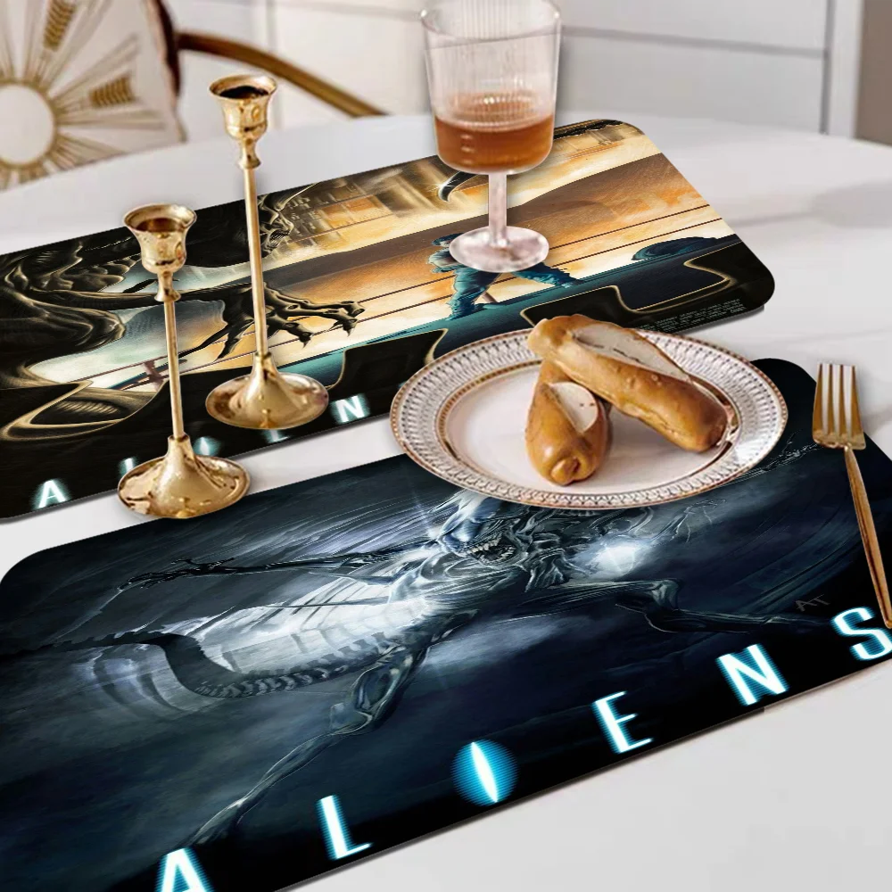 

Classic Sci-Fi Alien Movi Absorbent Drain Mat Countertop Dry Mats Printed Coffee Machine Draining Pad Kitchen Table Tableware