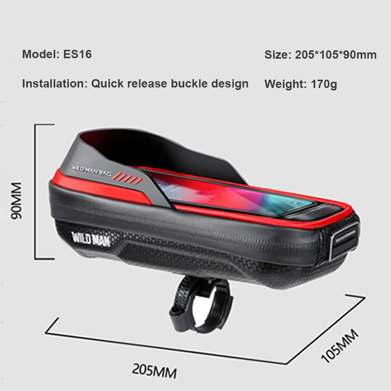 WILD MAN ES16 EVA Bicycle Bag Hard Shell Handlebar Mobile Phone Touch Screen Bracket Waterproof Box Riding Equipment Accessories