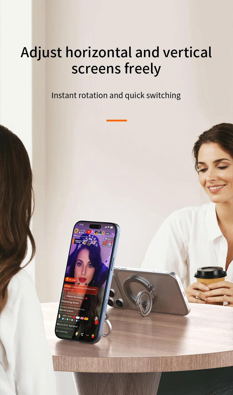 Doppelseitiger Starker Magnethalter für Magsafe Mobiltelefon Faltbarer Fingerring Magnet-Halterung für iPhone 17 Pro Samsung Xiaomi – Detail 10