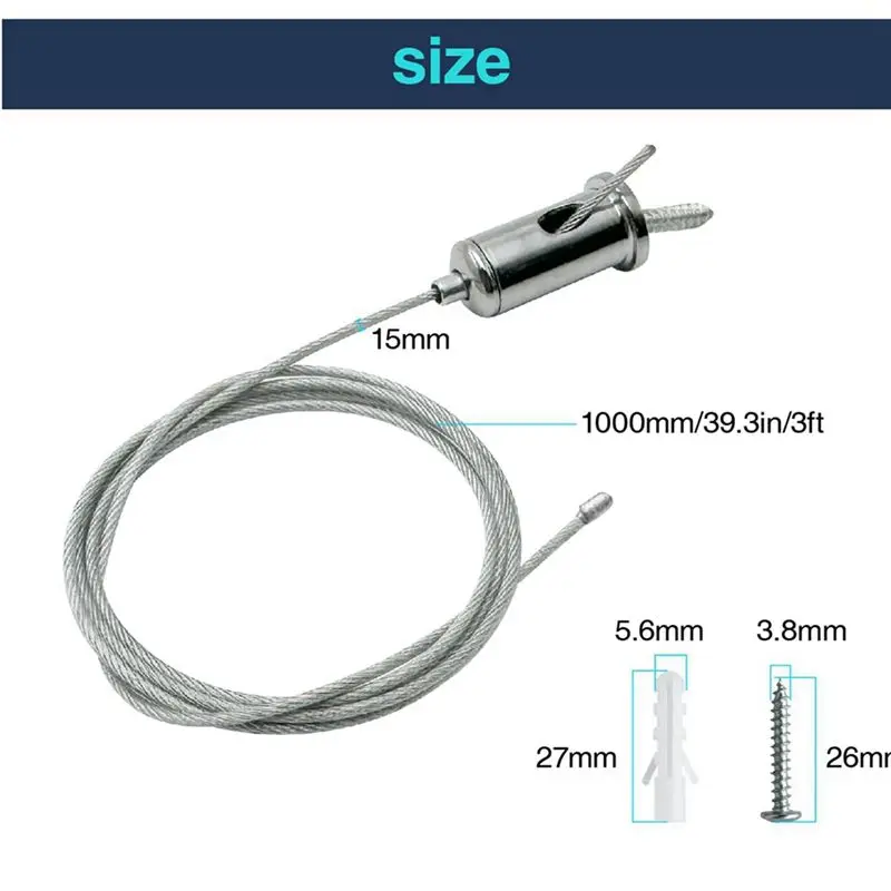 DT39 24 Sets Hexagon Garage Light Hanging Cable Kit Steel Wire Rope 1m for Chandelier