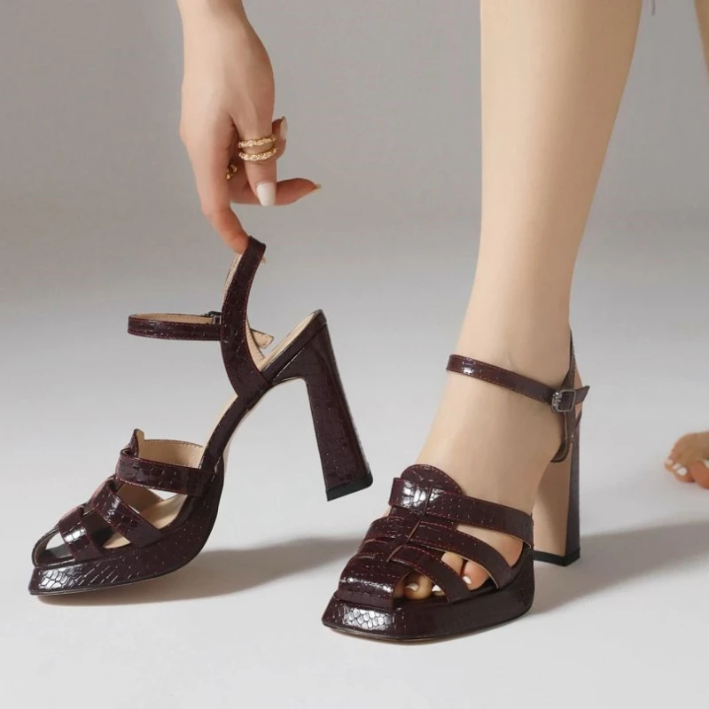 Elegant Sandals Women Summer 2024 Nude Black High Heels Gladiator Flip Flops Ladies Dance Party Wedding Shoes Large Size 44 46 image 4