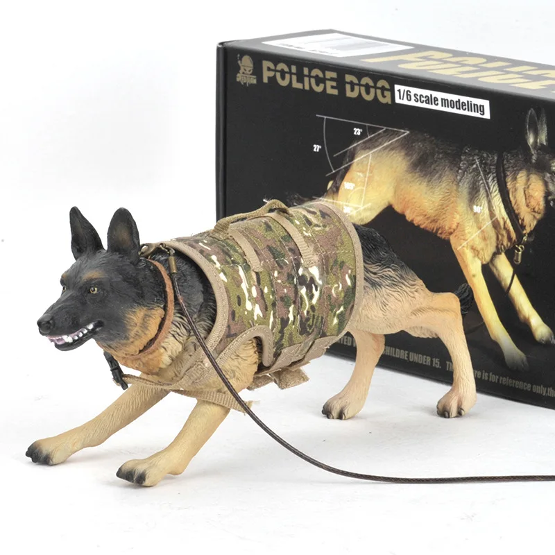 Escala 1/6 simulado cão de polícia pastor alemão ação brinquedos figura acessórios com caixa varejo
