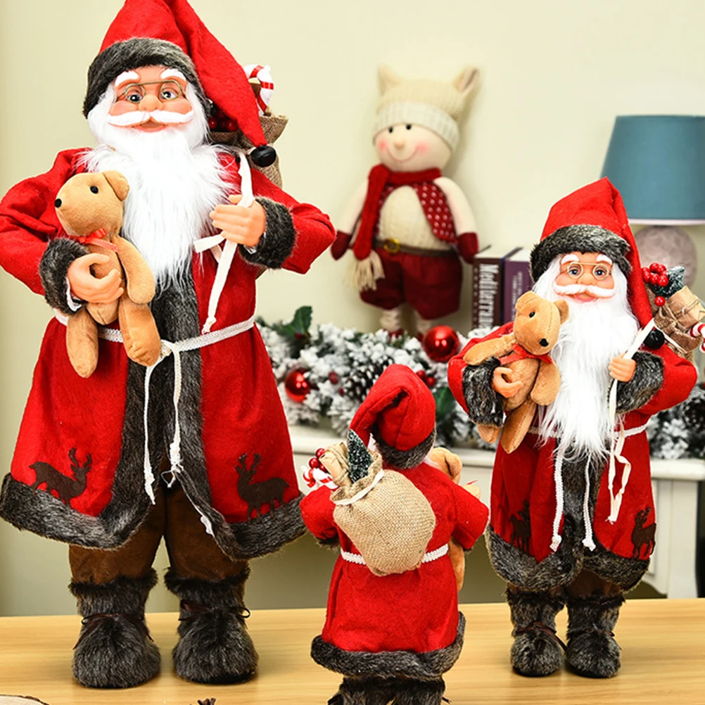 

1pc Ornament Christmas Decor Plastic Polyester Home Office Showcase Garden Party Use Santa Decoration Showcase