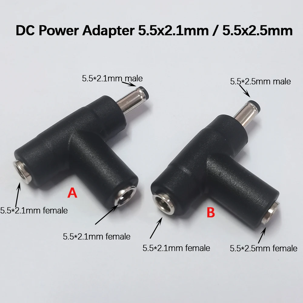 1 Stück T-förmiger DC-Stromadapter 5,5x2,1mm / 5,5x2,5mm Stecker auf Doppel-Buchse DC-Anschluss für CCTV, LED-Streifen, Laptop-Stromversorgung – Detail 1
