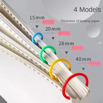 50 Uds. Carpeta de anillas de plástico de 15mm, álbumes DIY, aros circulares de libros de hojas sueltas, suministros de encuadernación para apertura de oficina, álbum de fotos